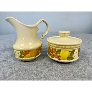 Vintage Vernon Ware Metlox Poppytrail "Della Robbia" Creamer & Covered Sugar